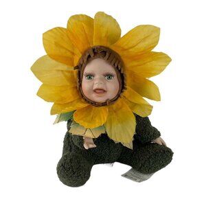 Geppeddo Cuddle Kids Sophie Sunflower Plush Doll Porcelain Face 9" Vintage 2001